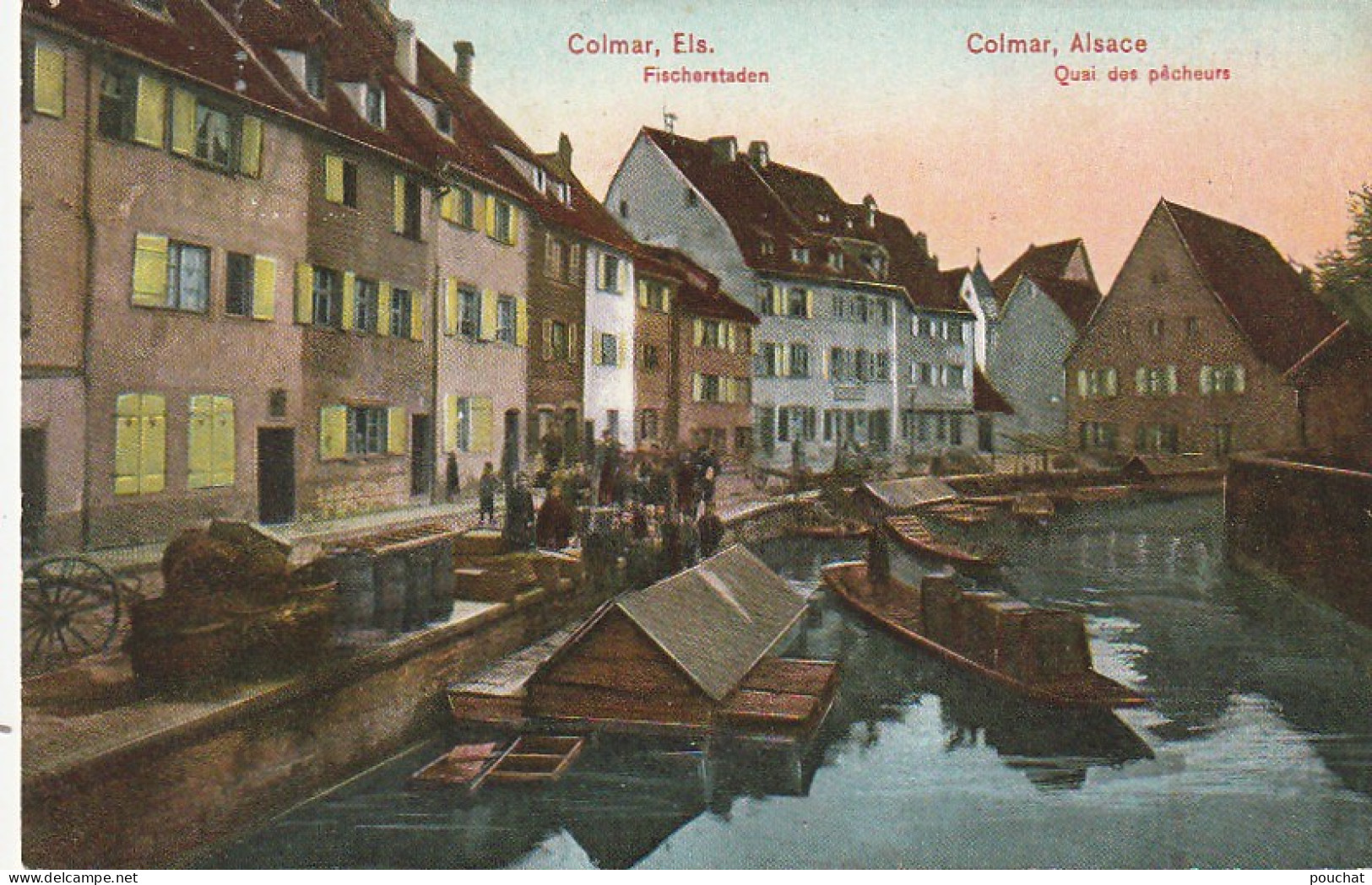 IN 5 - (68)   COLMAR  - QUAI DES PECHEURS - BATEAUX LAVOIRS - CARTE COLORISEE - 2 SCANS  - Colmar