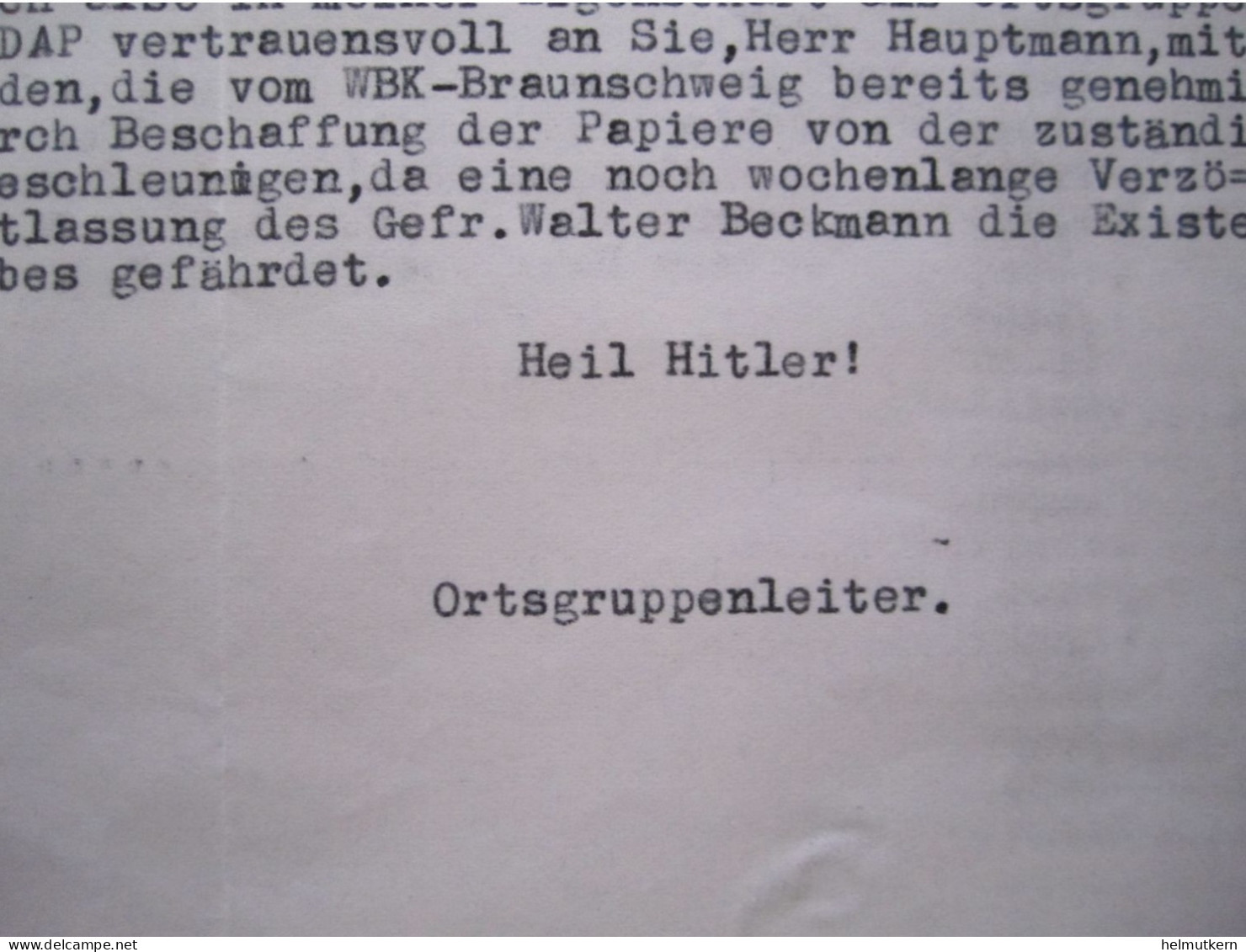 Schreiben Der NSDAP - Ortsgruppe Frellstedt B. Helmstedt - 1940 - Historical Documents