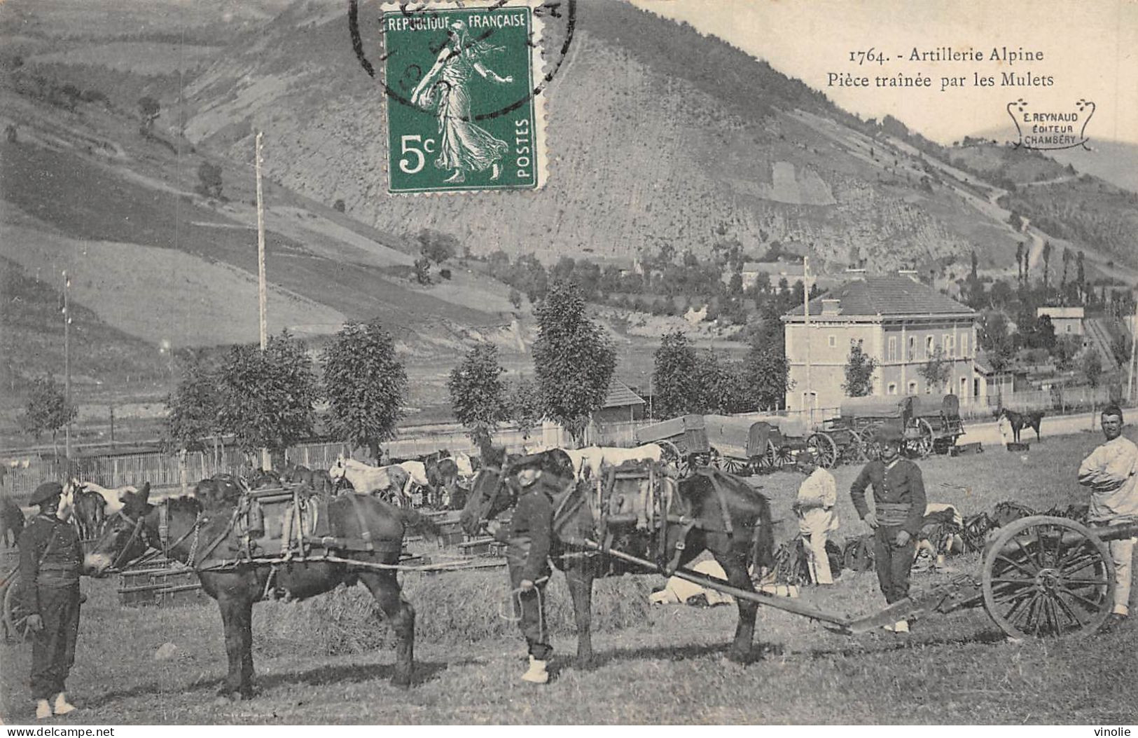 24-5344 :  LES CHASSEURS ALPINS. ARTILLERIE ALPINE.  PIECE D'ARTILLERIE  TRAINEE PAR DES MULETS - Andere & Zonder Classificatie