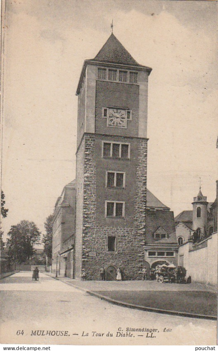 IN 5 - (68) MULHOUSE - LA TOUR DU DIABLE  -  CARRIOLE AVEC CHEVAUX -   2 SCANS  - Mulhouse