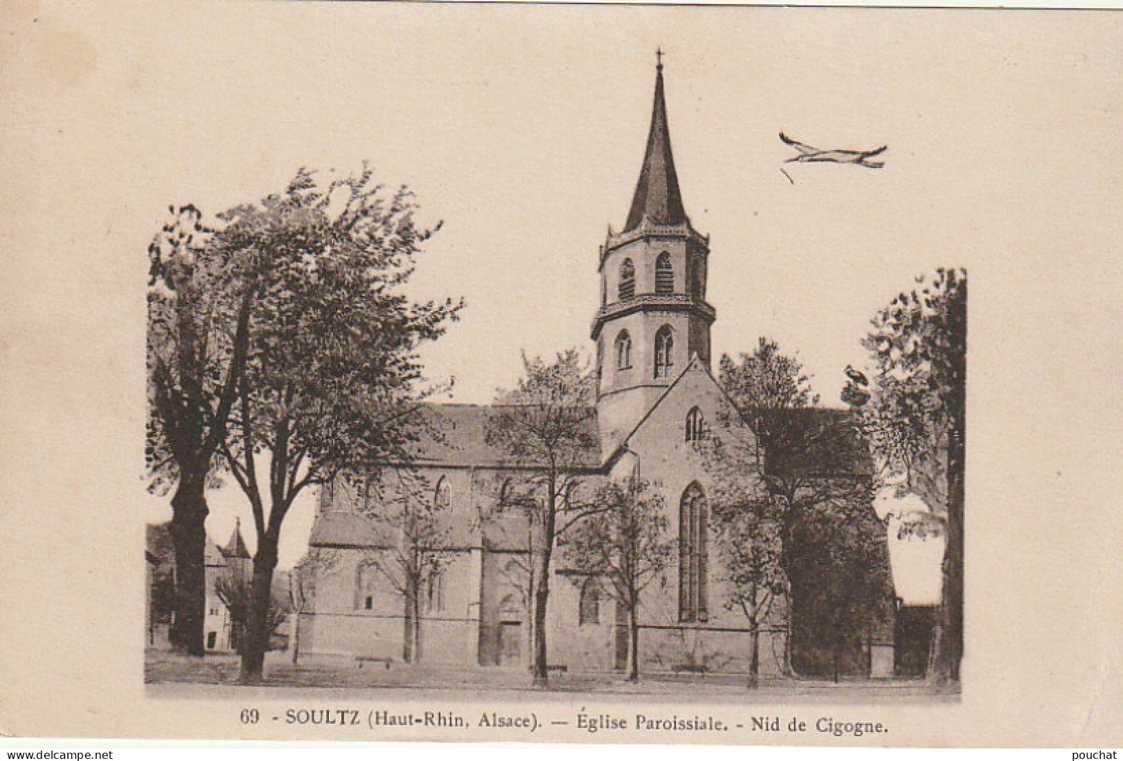 IN 5 - (68)   SOULTZ - EGLISE PAROISSIALE - NID DE CIGOGNE  -   2 SCANS  - Soultz