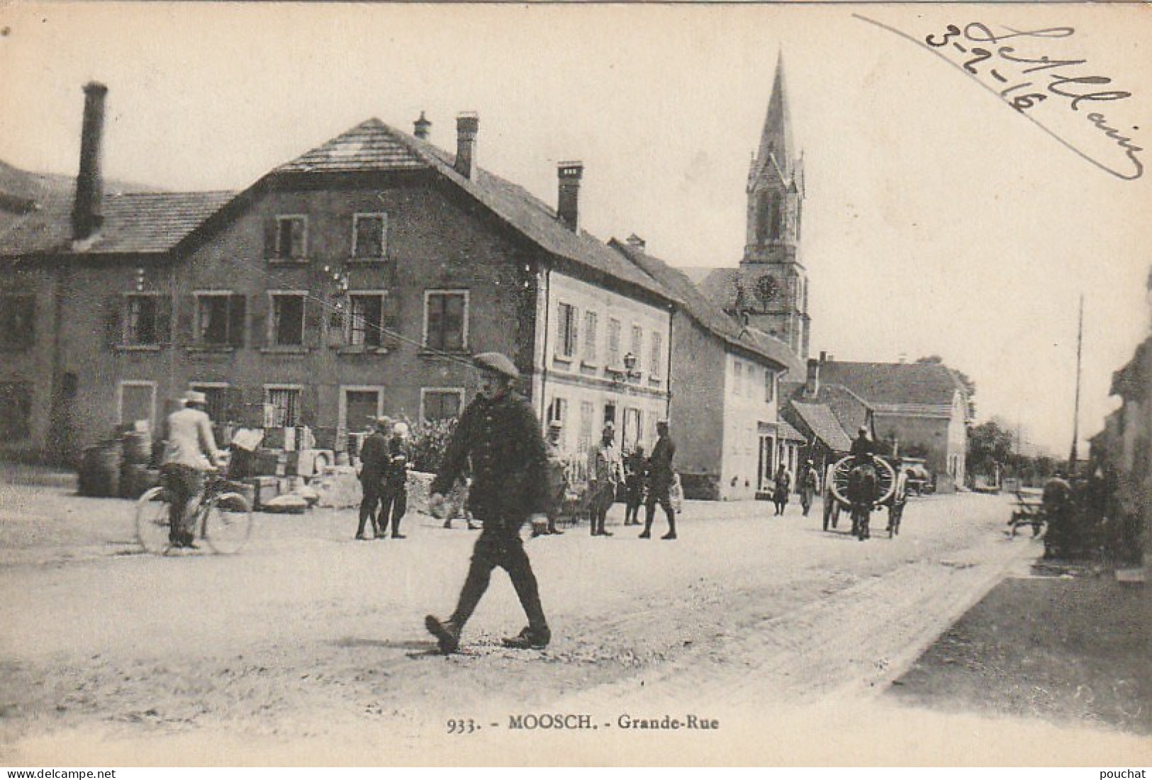 IN 5 - (68)  MOOSCH  -  GRANDE RUE   - VILLAGEOIS - SOLDATS -    2 SCANS  - Autres & Non Classés