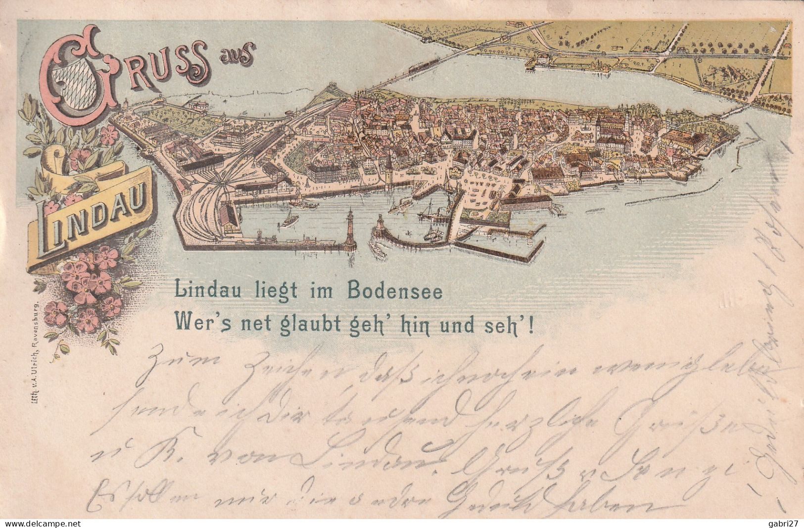 Gruss Aus LINDAU - Lindau Liegt Im Bodensee. Wer's Net Glaubt Geh' Hin Und Seh!   - 1899 - Lindau A. Bodensee