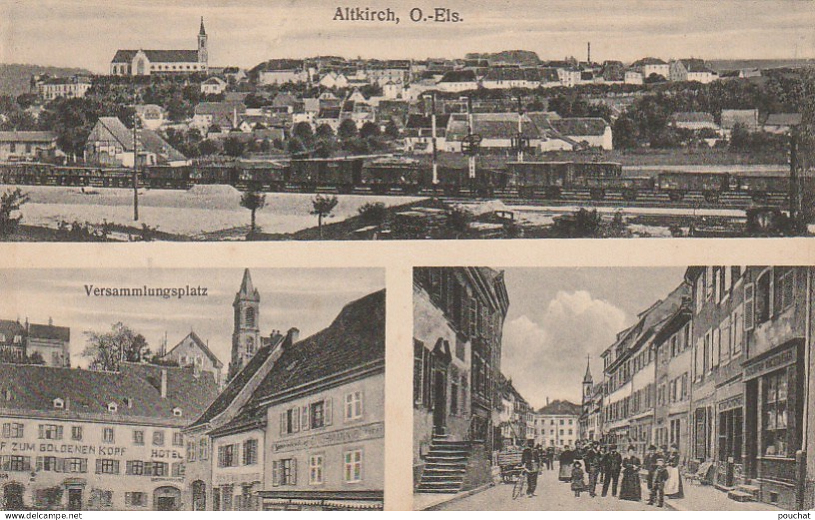 IN 6- (68)  ALTKIRCH  - CARTE MULTIVUES : PANORAMA , HOTEL GEBER   - 2 SCANS  - Altkirch