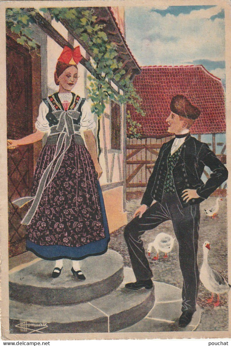 IN 6 -(67) OBERSEEBACH - ENVIRONS DE WISSEMBOURG - ILLUSTRATEUR HOMUALK - COUPLE  - 2 SCANS  - Costumi