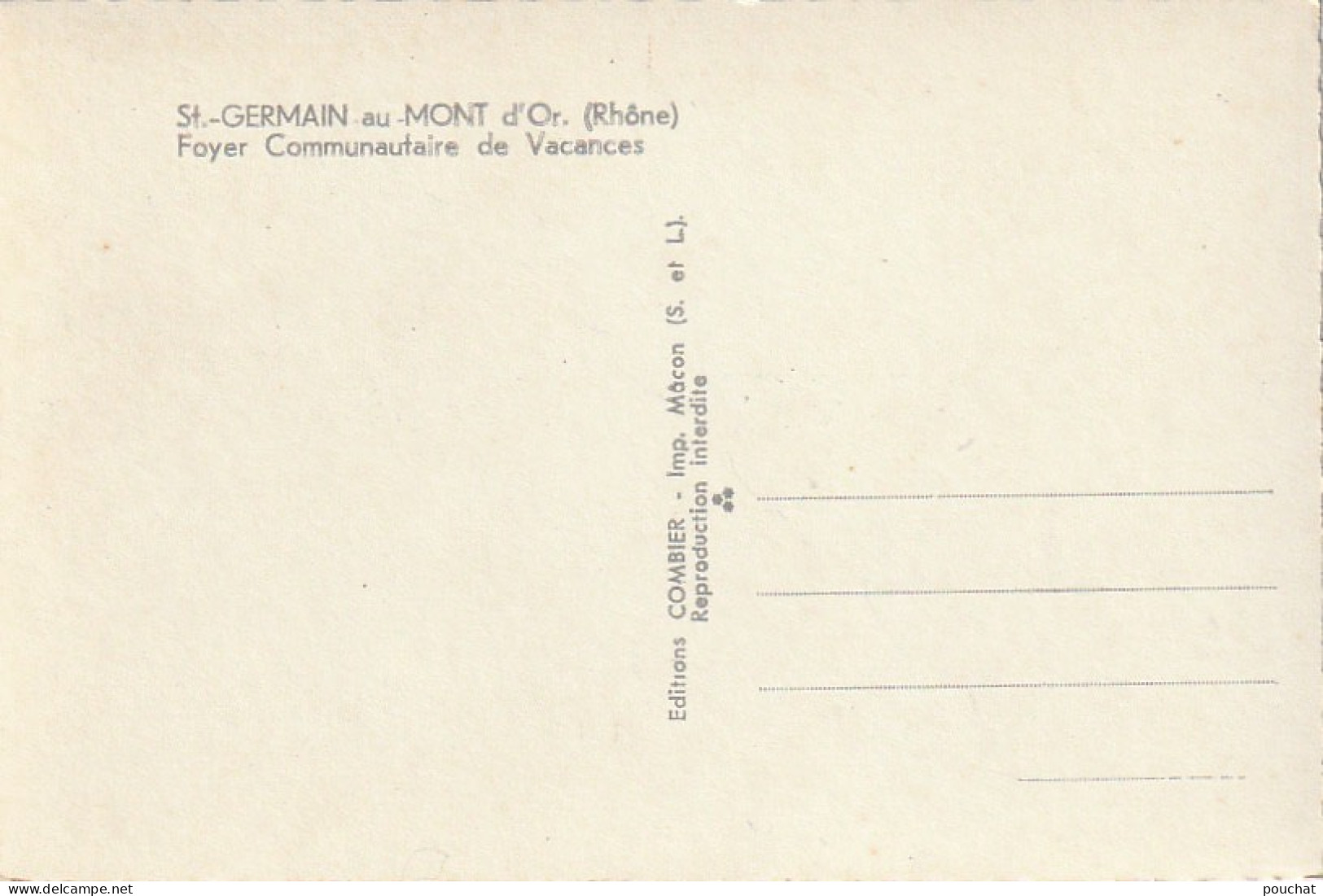 IN 7 - (69) SAINT GERMAIN AU MONT D'OR - FOYER COMMUNAUTAIRE DE VACANCES - 2 SCANS - Andere & Zonder Classificatie