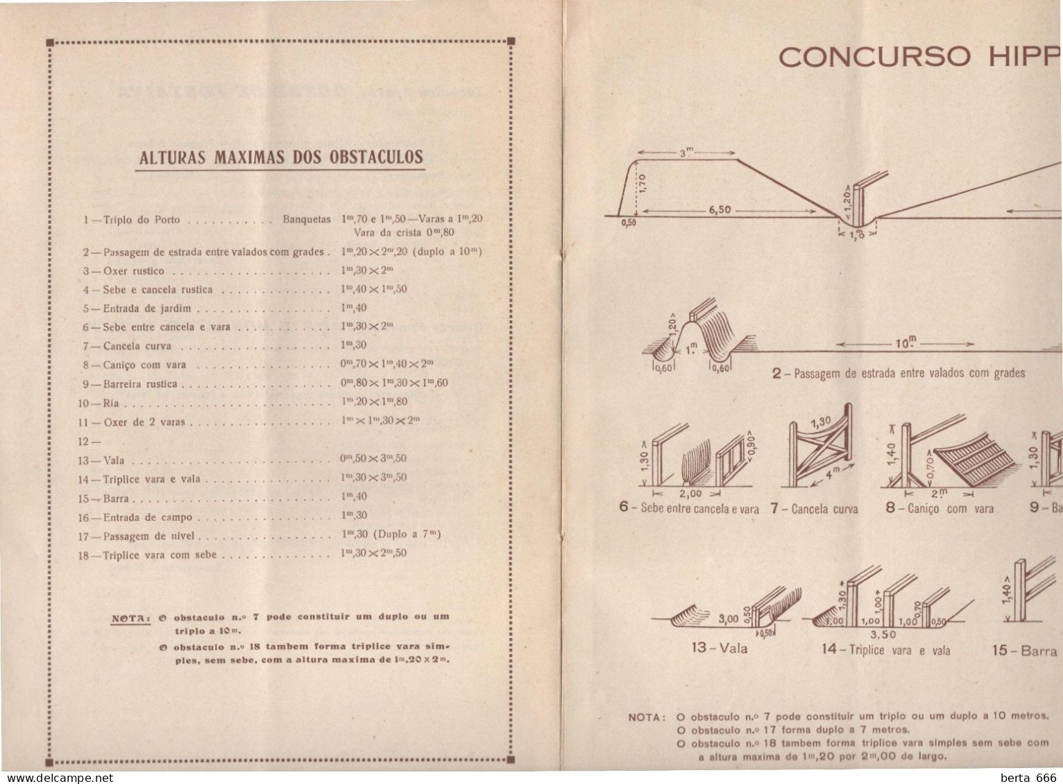 Concurso Internacional Hípico Do Porto * 1931 * Livro Programa * Mapa De Obstáculos - Programme