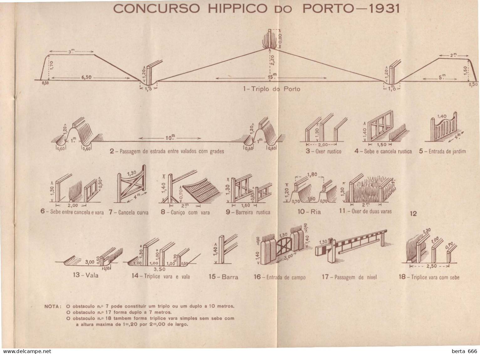 Concurso Internacional Hípico Do Porto * 1931 * Livro Programa * Mapa De Obstáculos - Programs