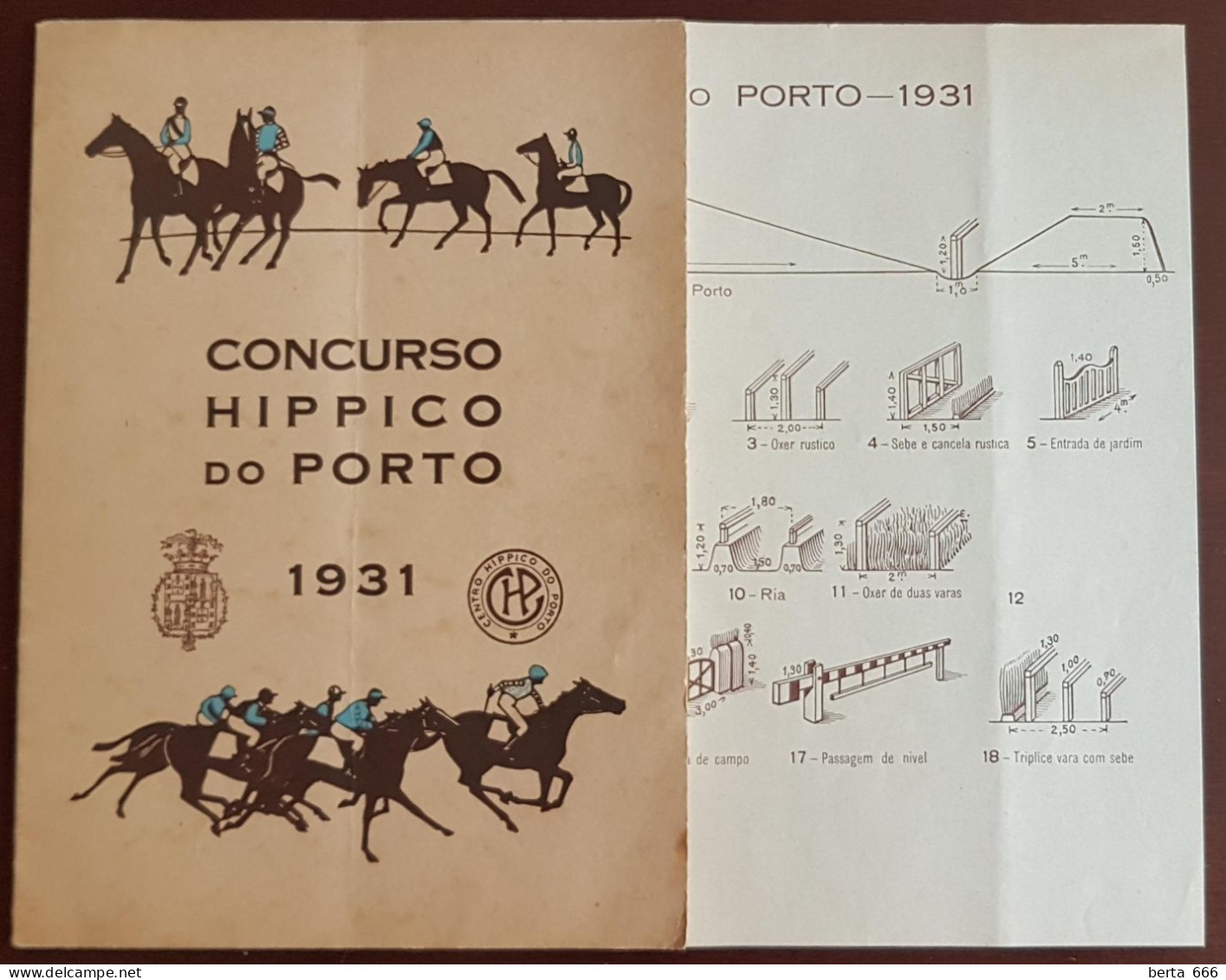 Concurso Internacional Hípico do Porto * 1931 * Livro Programa * Mapa de Obstáculos