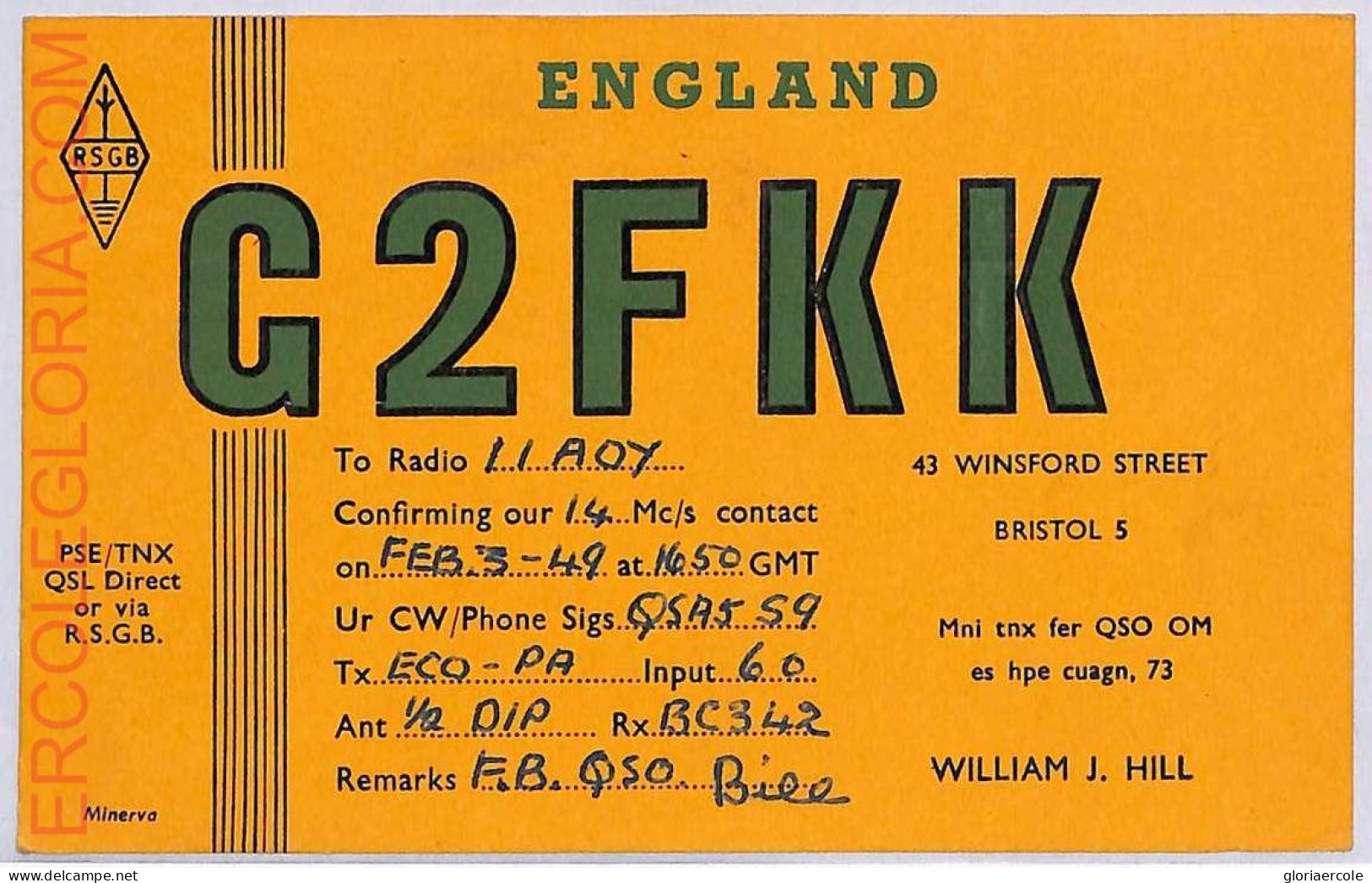 Ad9087 - GREAT BRITAIN - RADIO FREQUENCY CARD - England - 1950 - Radio