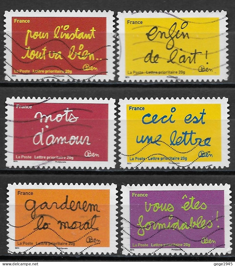 France 2011 Oblitéré Autoadhésif  N° 614 - 615 - 617 - 618 - 619 - 620   -   Sourires Par L'humoriste Ben - Used Stamps