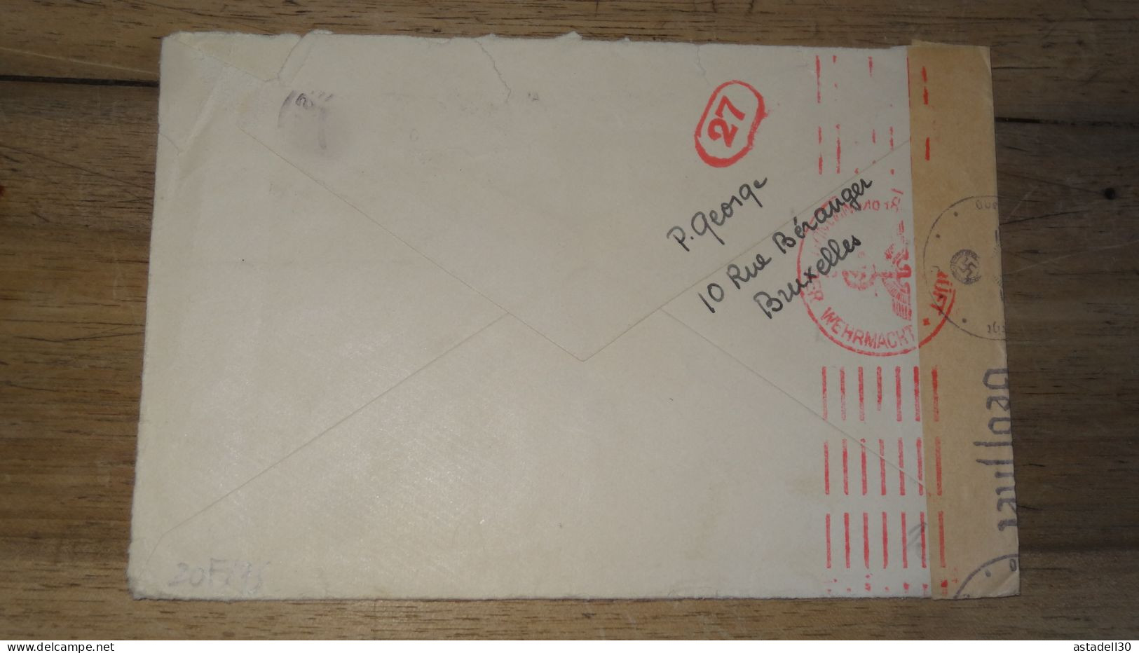 Enveloppe BELGIQUE, Censure - 1942   ......... Boite1 ...... 240424-100 - Briefe U. Dokumente