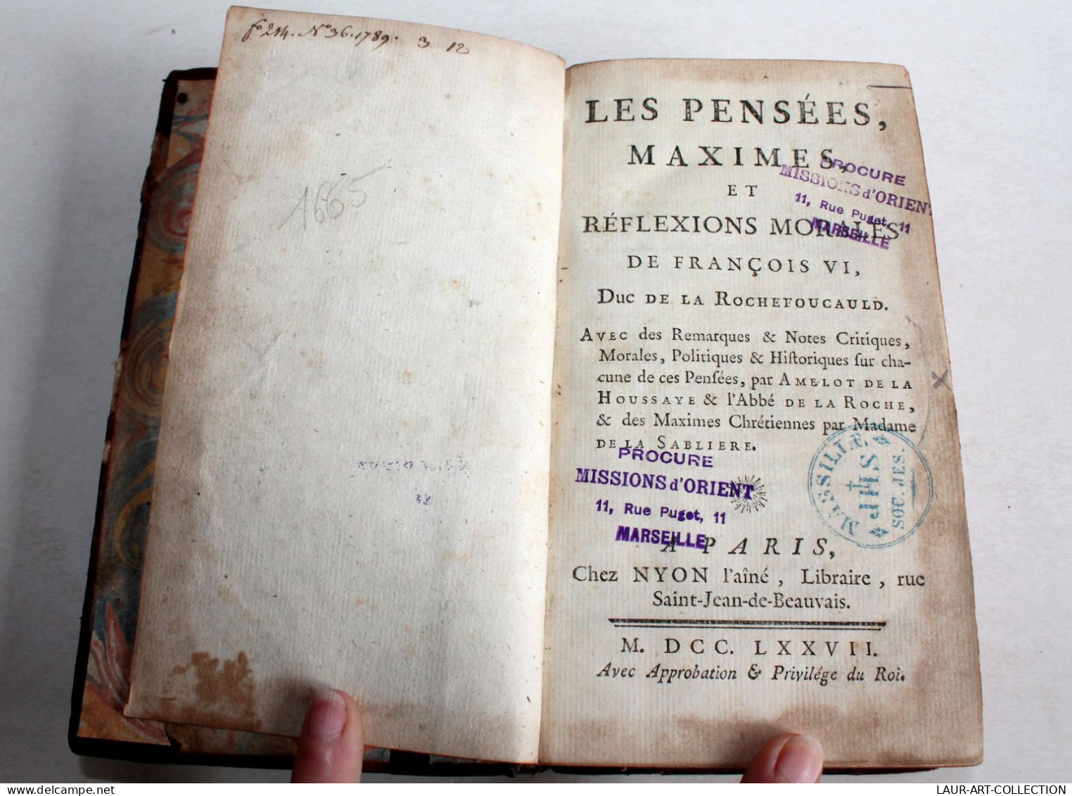 LES PENSEES MAXIMES ET REFLEXIONS MORALES DE FRANCOIS VI DE LA ROCHEFOUCAUD 1777 / ANCIEN LIVRE XVIIIe SIECLE (2204.14) - 1701-1800