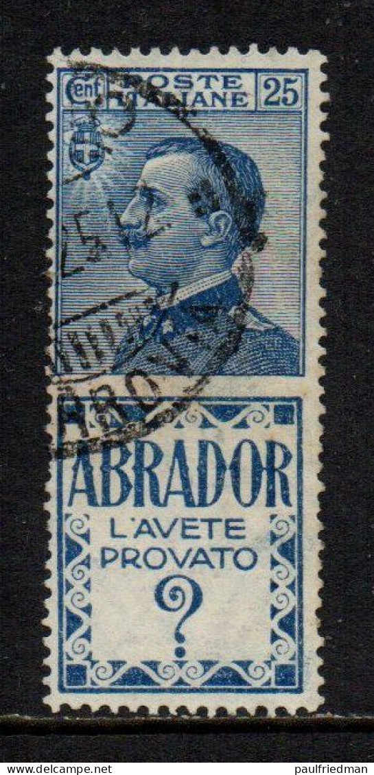 Regno 1924 - Pubblicitari - Abrador 25 Cent. - Usato - Certificato - Publicité