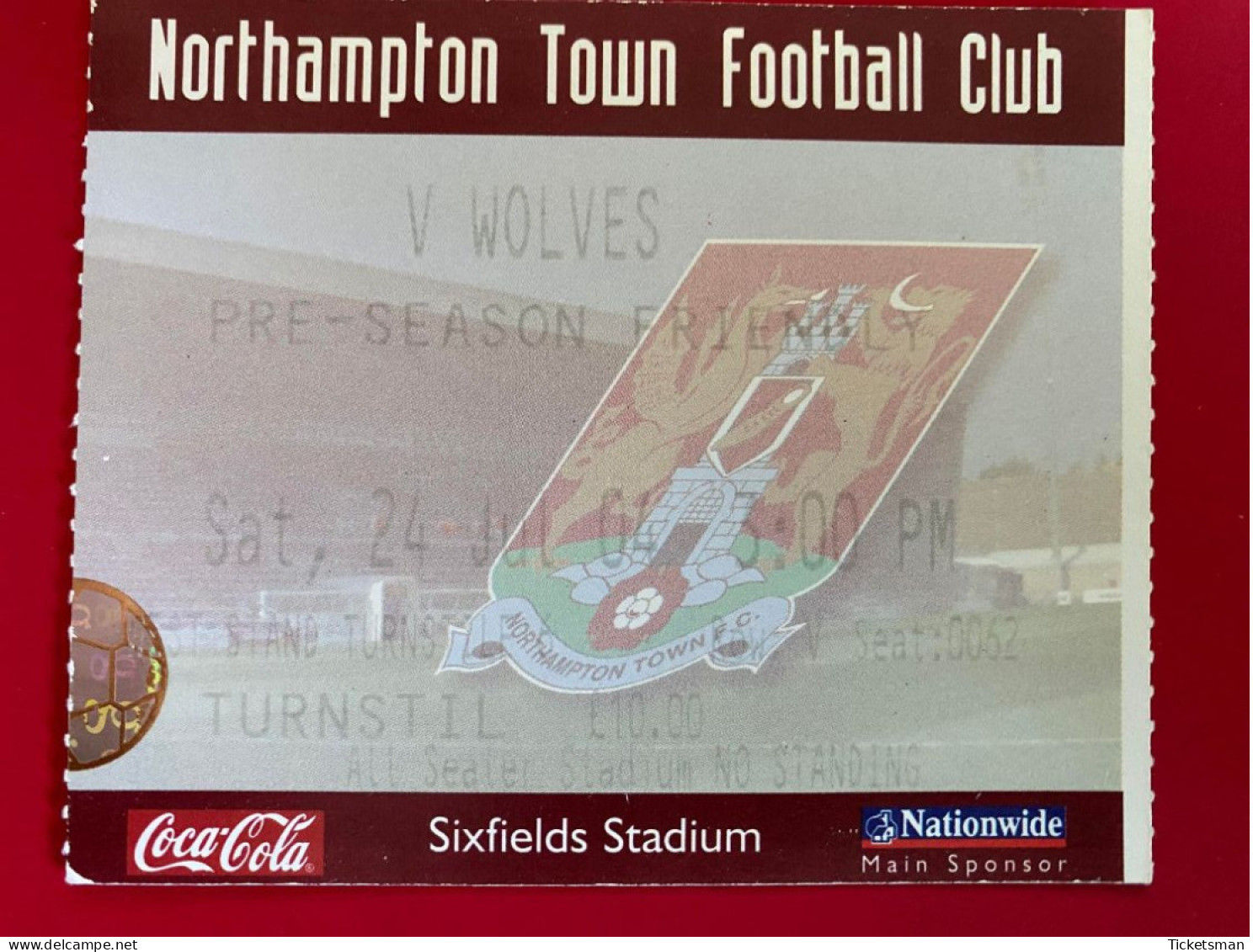 Football Ticket Billet Jegy Biglietto Eintrittskarte Northampton Town - Wolverhampton Pré Season 24/07/2004 - Tickets - Entradas