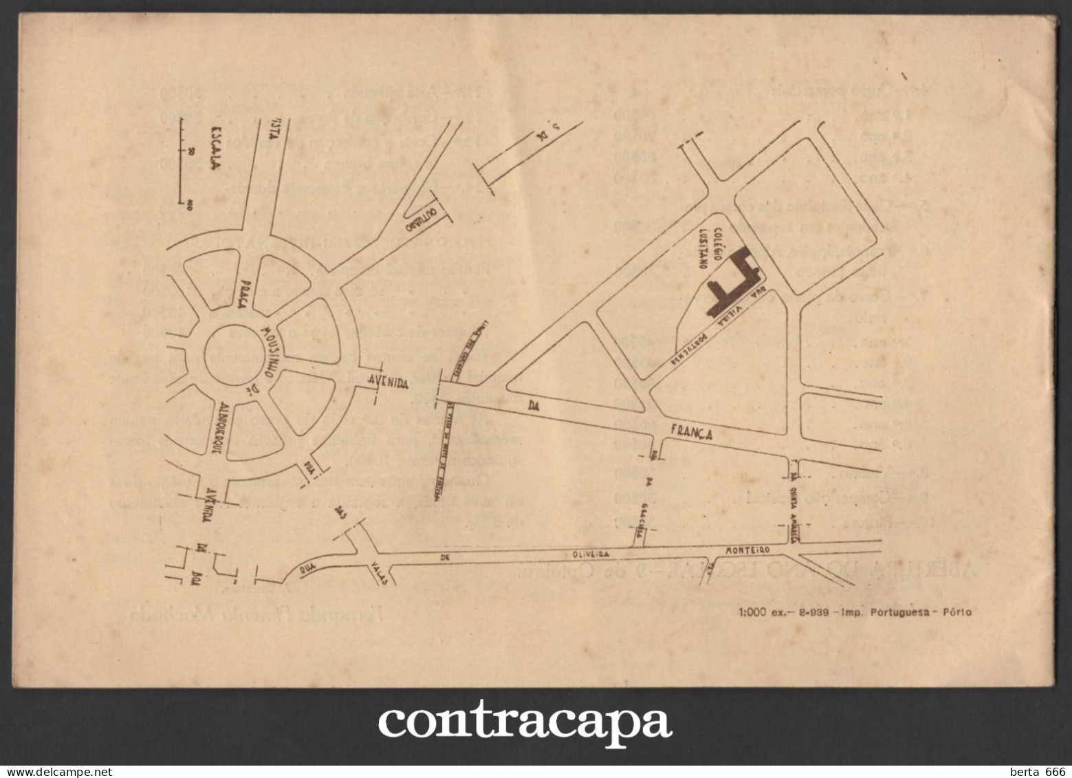 Livro Prospecto Colégio Lusitano * Av. Da França - Porto * 1939 - Pubblicitari