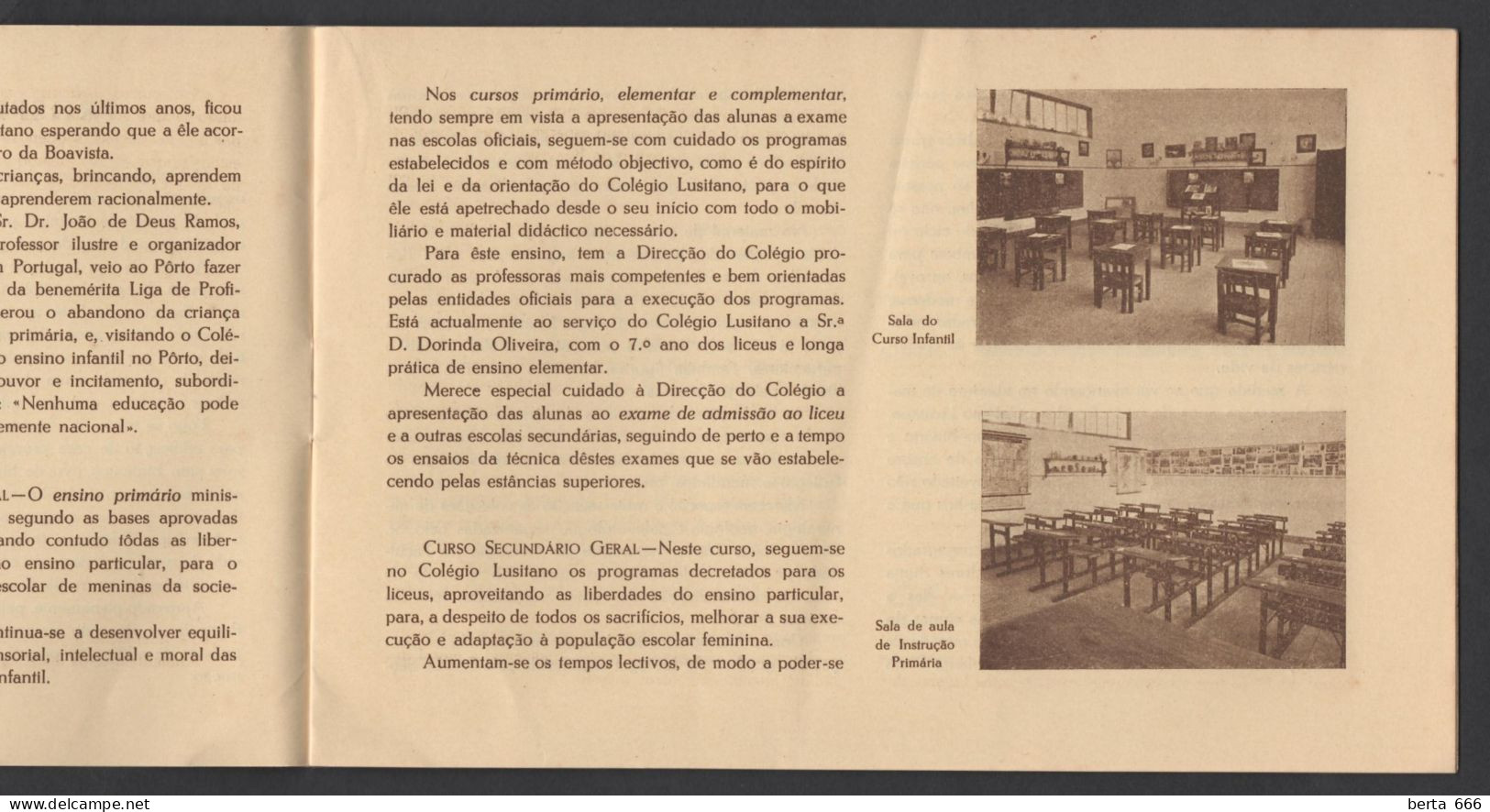 Livro Prospecto Colégio Lusitano * Av. Da França - Porto * 1939 - Pubblicitari