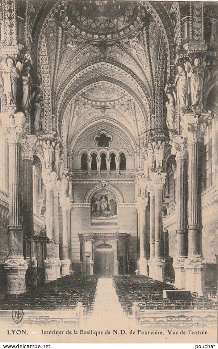 IN 9 - (69)  LYON - INTERIEUR DE LA BASILIQUE DE  NOTRE DAME DE FOURVIERE - VUE DE L'ENTREE -   2 SCANS - Lyon 5