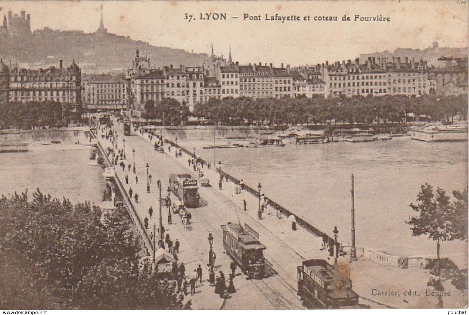 IN 9 - (69)  LYON -   PONT LAFAYETTE ET COTEAU DE FOURVIERE -  TRAMWAYS  - 2 SCANS  - Lyon 2