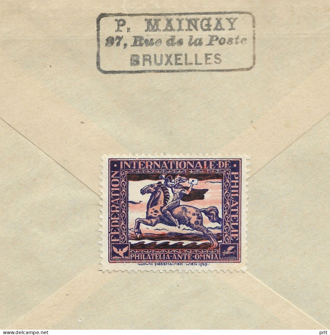 Fédération International De Philatélie Cover From Brüssels Nord To Stockholm Sweden 1932 Backside Nice Label Stamp - Briefe U. Dokumente