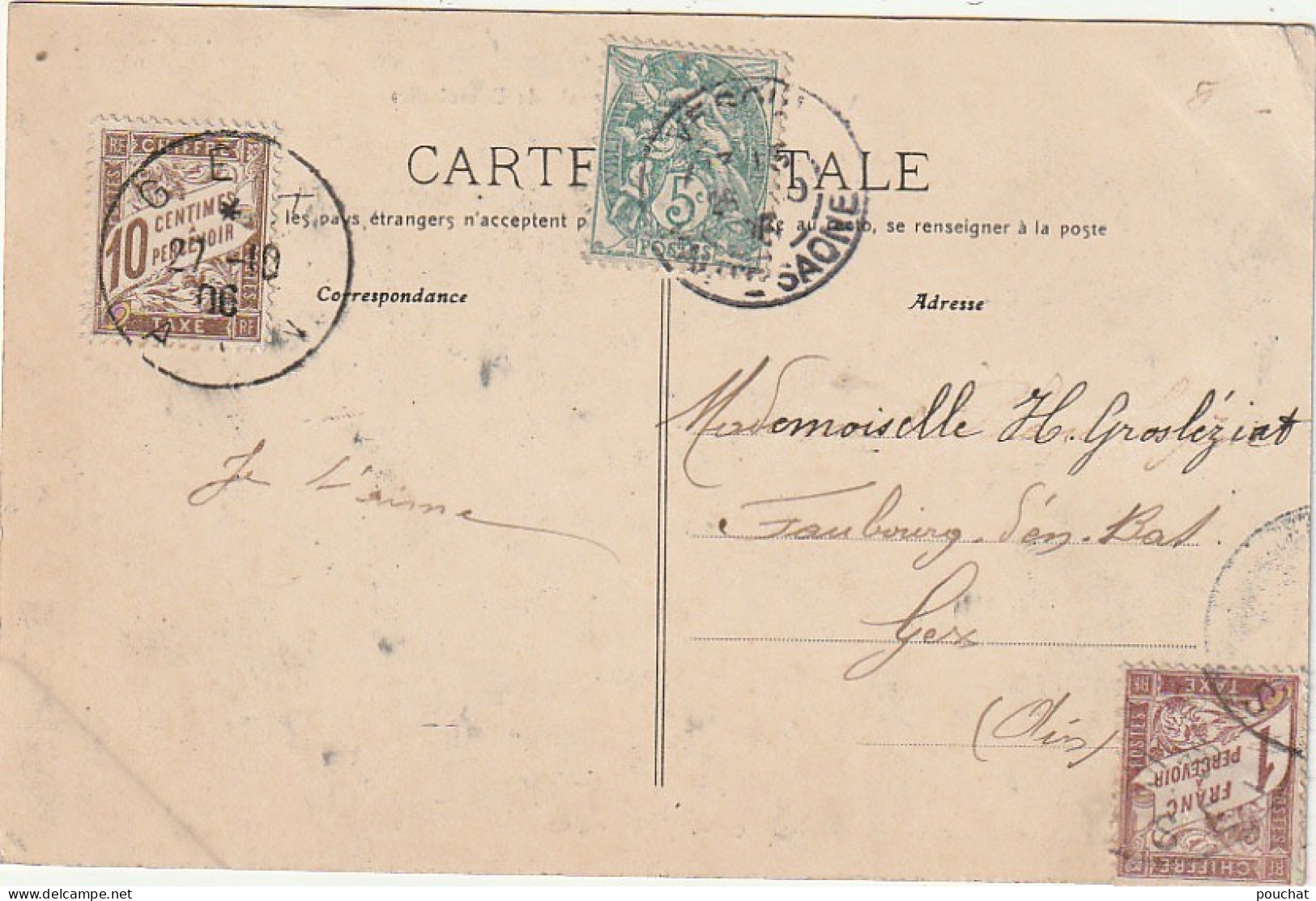 IN 10 - (70)   VESOUL  -  ECOLE NORMALE DE DEMOISELLES - CARTE COLORISEE - TIMBRE TAXE - 2 SCANS - Vesoul