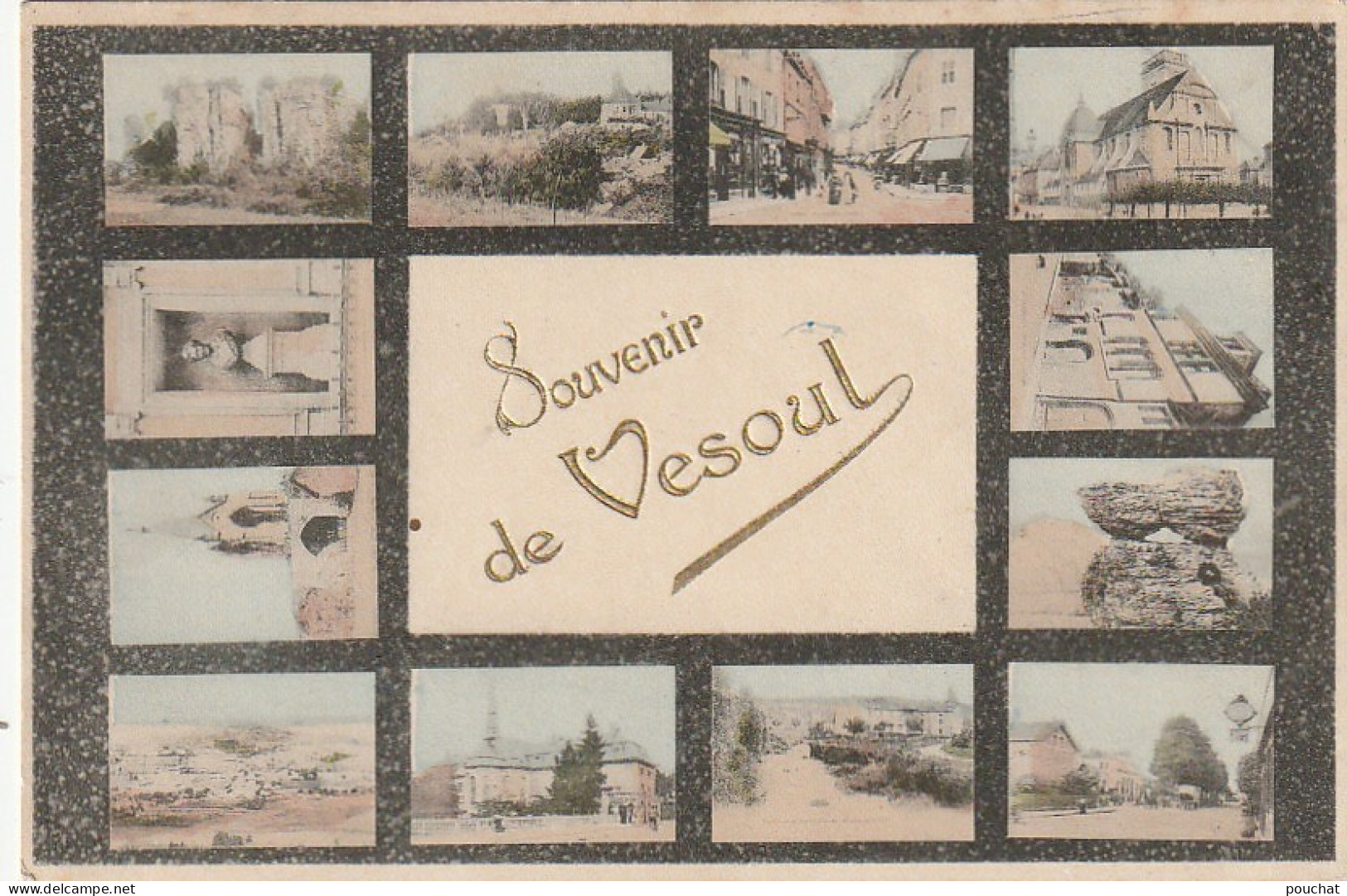 IN 10 - (70)  SOUVENIR  DE VESOUL  - CARTE MULTIVUES COLORISEES - LETTRES DOREES -  2 SCANS - Vesoul