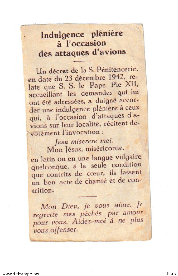 Guerre 40/45 - Prière à L'occasion Des Attaques D'avions  1942  (B374) - Andachtsbilder