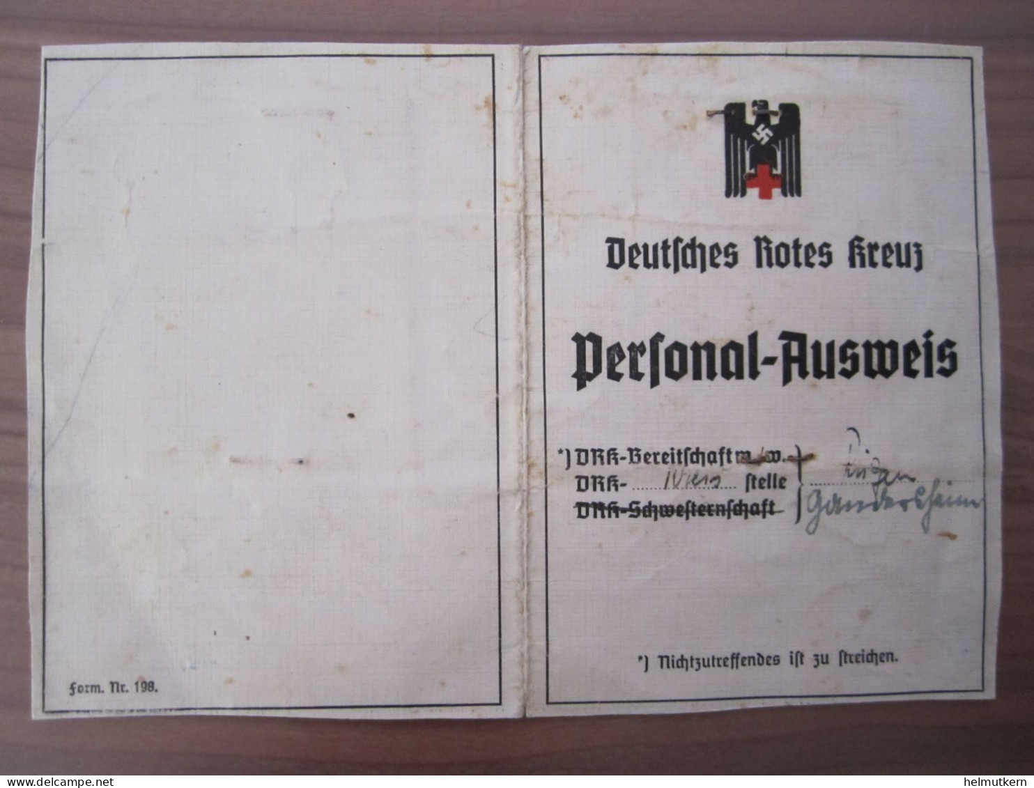 Ausweis - Deutsches Rotes Kreuz - BDM - Mädel - Helferin - 1941 - Mitgliedskarten