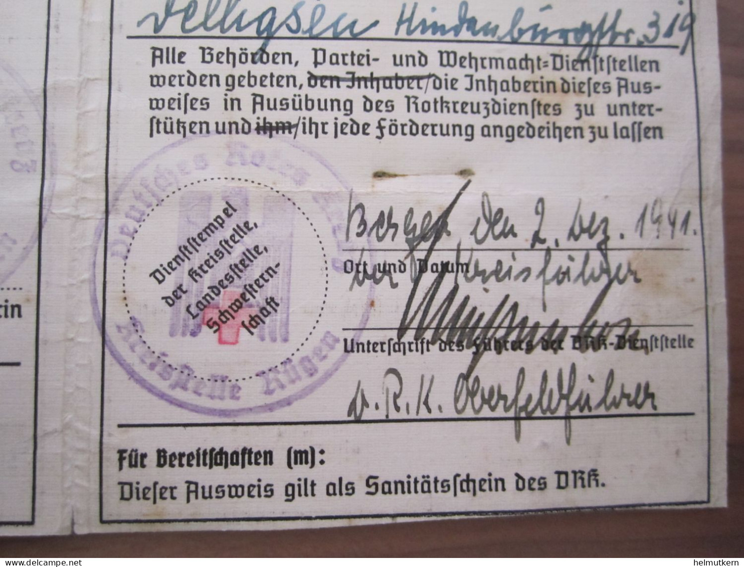 Ausweis - Deutsches Rotes Kreuz - BDM - Mädel - Helferin - 1941 - Membership Cards