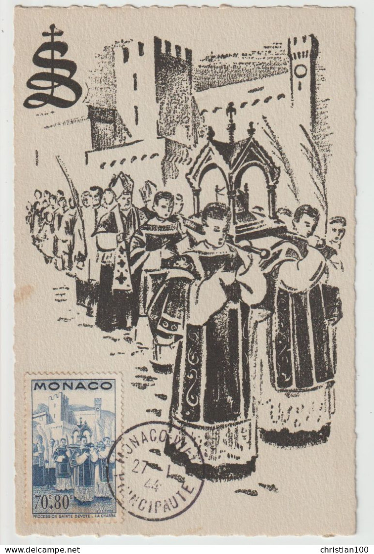 MONACO - CARTES MAXIMUM - LOT DE 11 CARTES DU 27 JANVIER 1944 - PROCESSION - RELIGION - EGLISE - SAINT DEVOTE - 14 SCANS