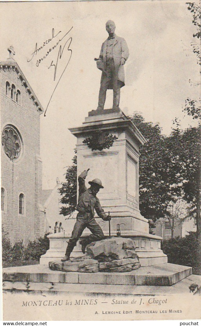 IN 12 - (71) MONTCEAU LES MINES  -  STATUE DE JULES  CHAGOT - 2 SCANS  - Montceau Les Mines