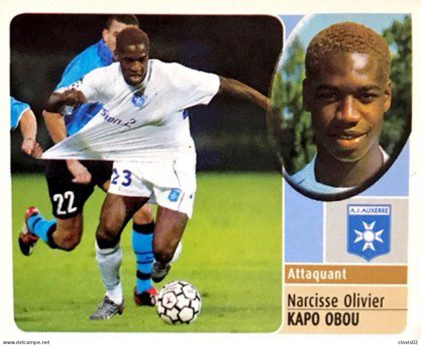 27 Narcisse Olivier Kapo Obou - AJ Auxerre - Panini France Foot 2003 Sticker Vignette - Edition Française