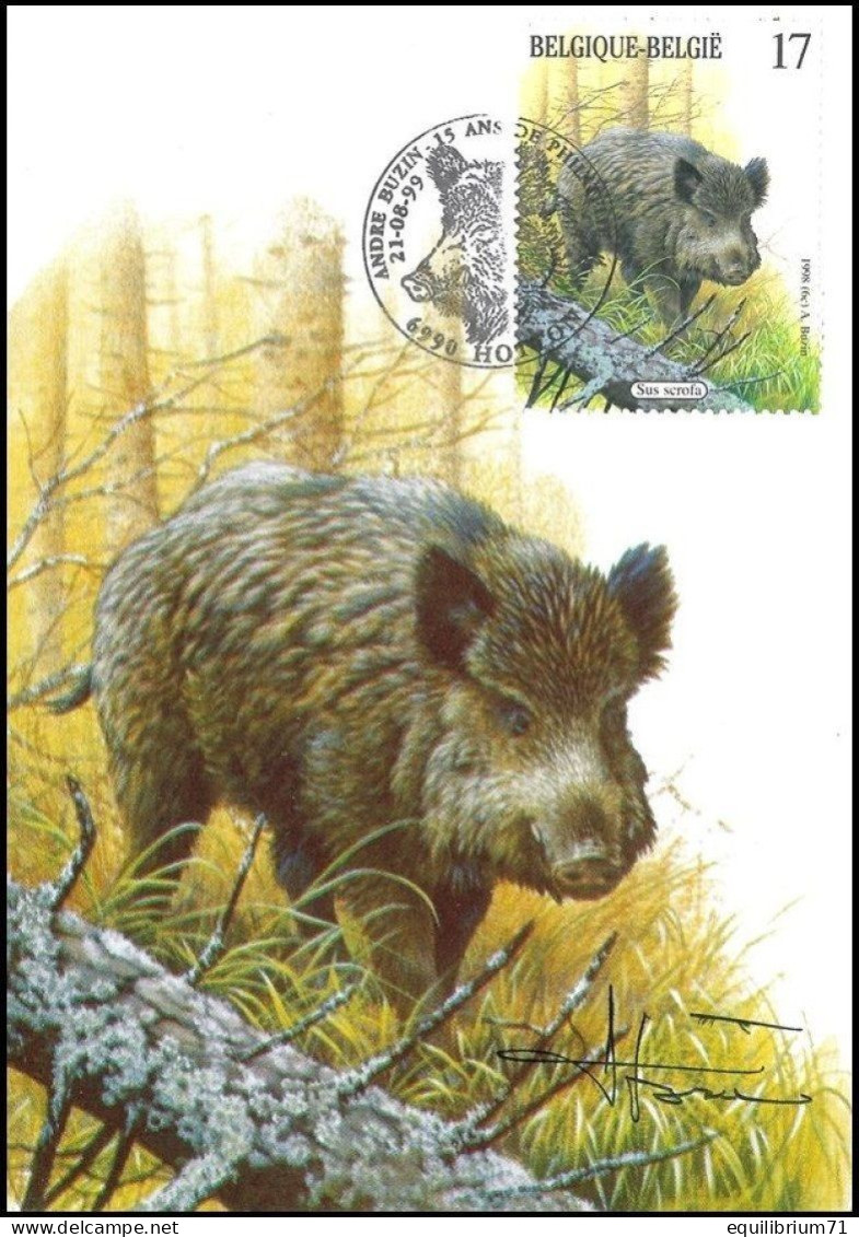 CM/MK - 2748/2751° - Mammifères Des Ardennes/Zoogdieren Van De Ardennen - Hotton - 21-08-1999 - BUZIN - SIGNÉ/GETEKEND - Hunde