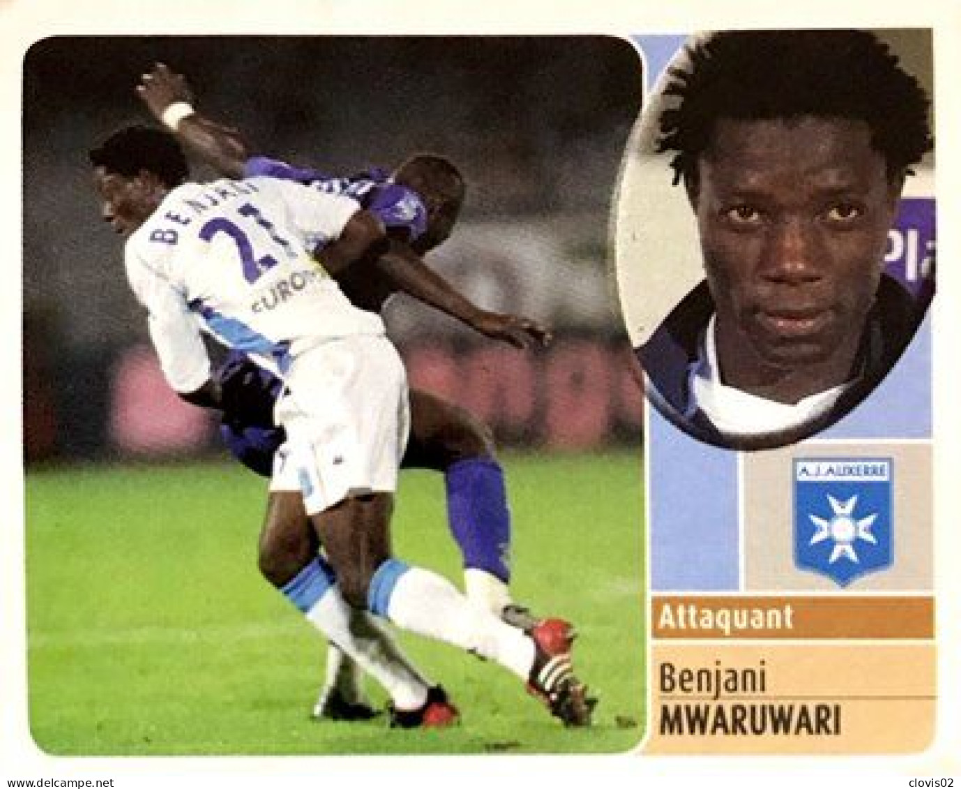 28 Benjani Mwaruwari - AJ Auxerre - Panini France Foot 2003 Sticker Vignette - Edizione Francese