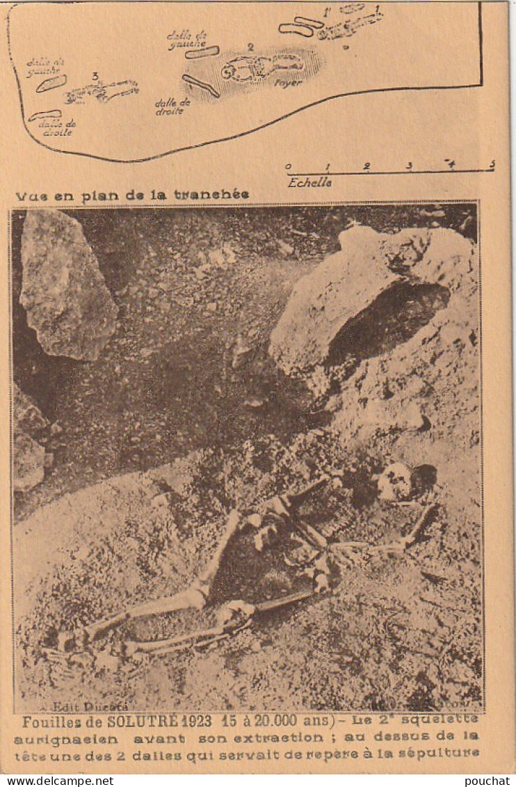 IN 13 - (71) FOUILLES DE SOLUTRE (1923) -LE 2e SQUELETTE AURIGNACIEN AVANT SON EXTRACTION  - 2 SCANS  - Other & Unclassified