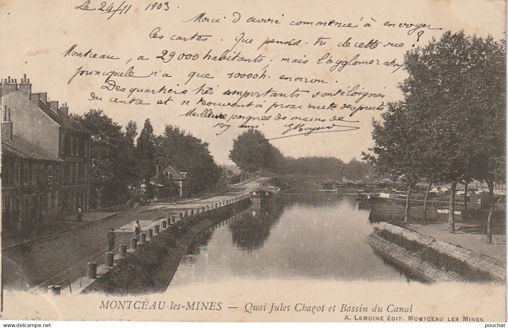 IN 13 - (71) MONTCEAU LES MINES - QUAI JULES CHAGOT ET BASSIN DU CANAL  - 2 SCANS  - Montceau Les Mines