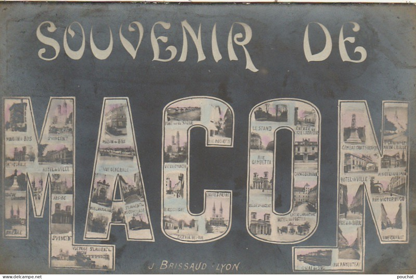 IN 13 - (71)  SOUVENIR DE MACON  -  CARTE FANTAISIE COLORISEE - LETTRES AVEC MULTIVUES - 2 SCANS  - Macon