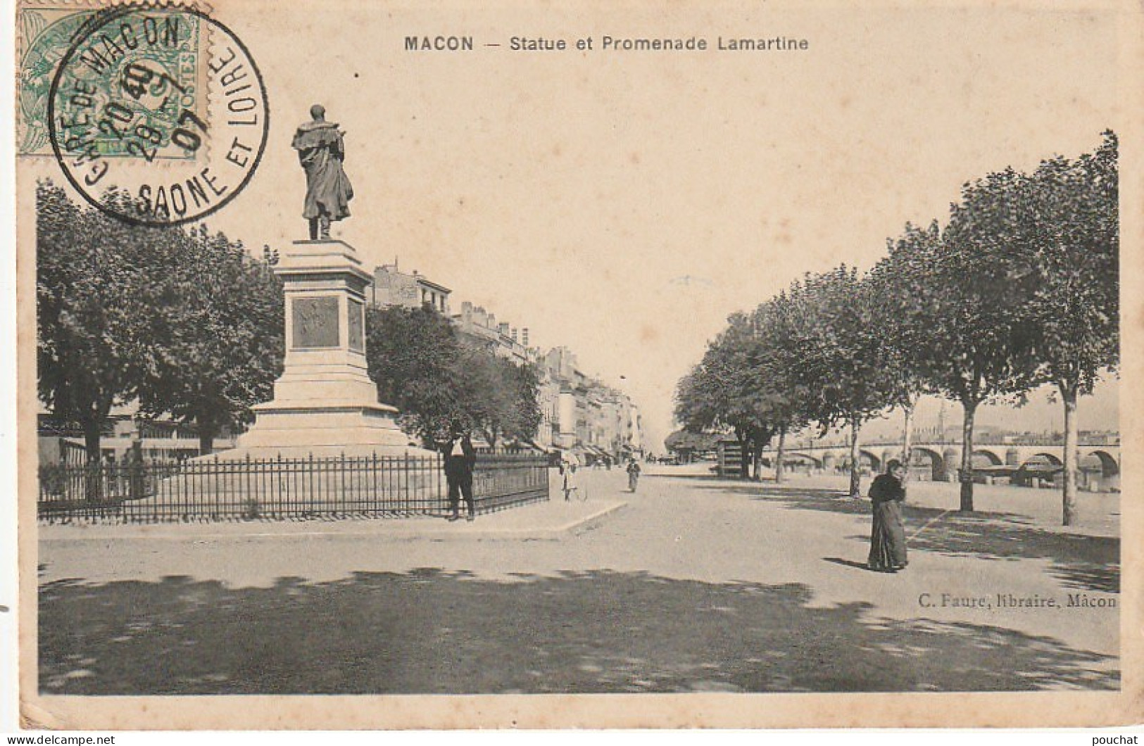 IN 13 - (71)   MACON  - STATUE ET PROMENADE LAMARTINE   - 2 SCANS  - Macon