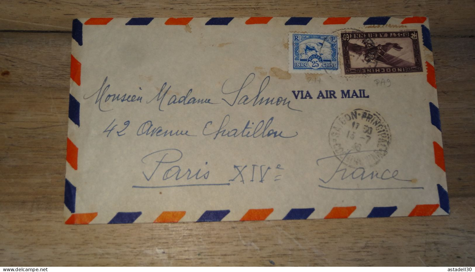 Enveloppe INDOCHINE, Saigon, Avion - 1946   ......... Boite1 ...... 240424-104 - Briefe U. Dokumente