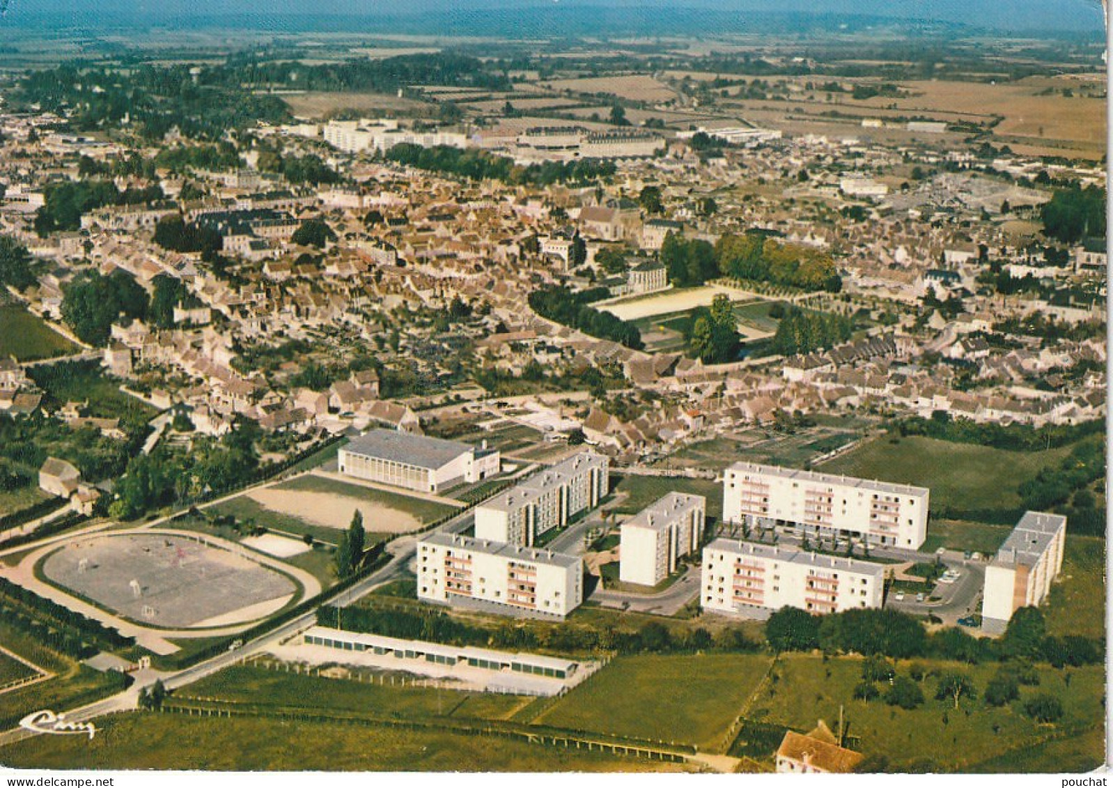 IN 14 -(72)  MAMERS  - H.L.M.  DU STADE - VUE GENERALE AERIENNE - CARTE COULEURS  - 2 SCANS - Mamers