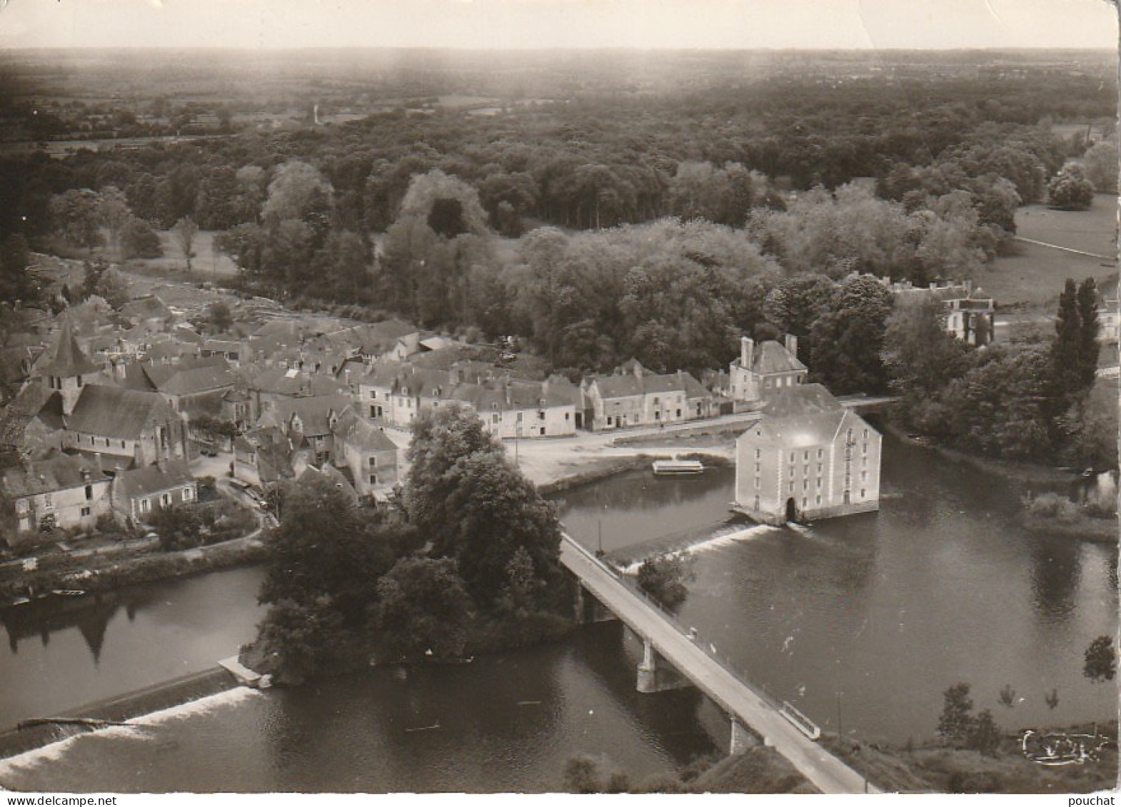 IN 14 -(72) MALICORNE  -  VUE AERIENNE - LE PONT SUR LA SARTHE ET LE MOULIN - 2 SCANS - Malicorne Sur Sarthe