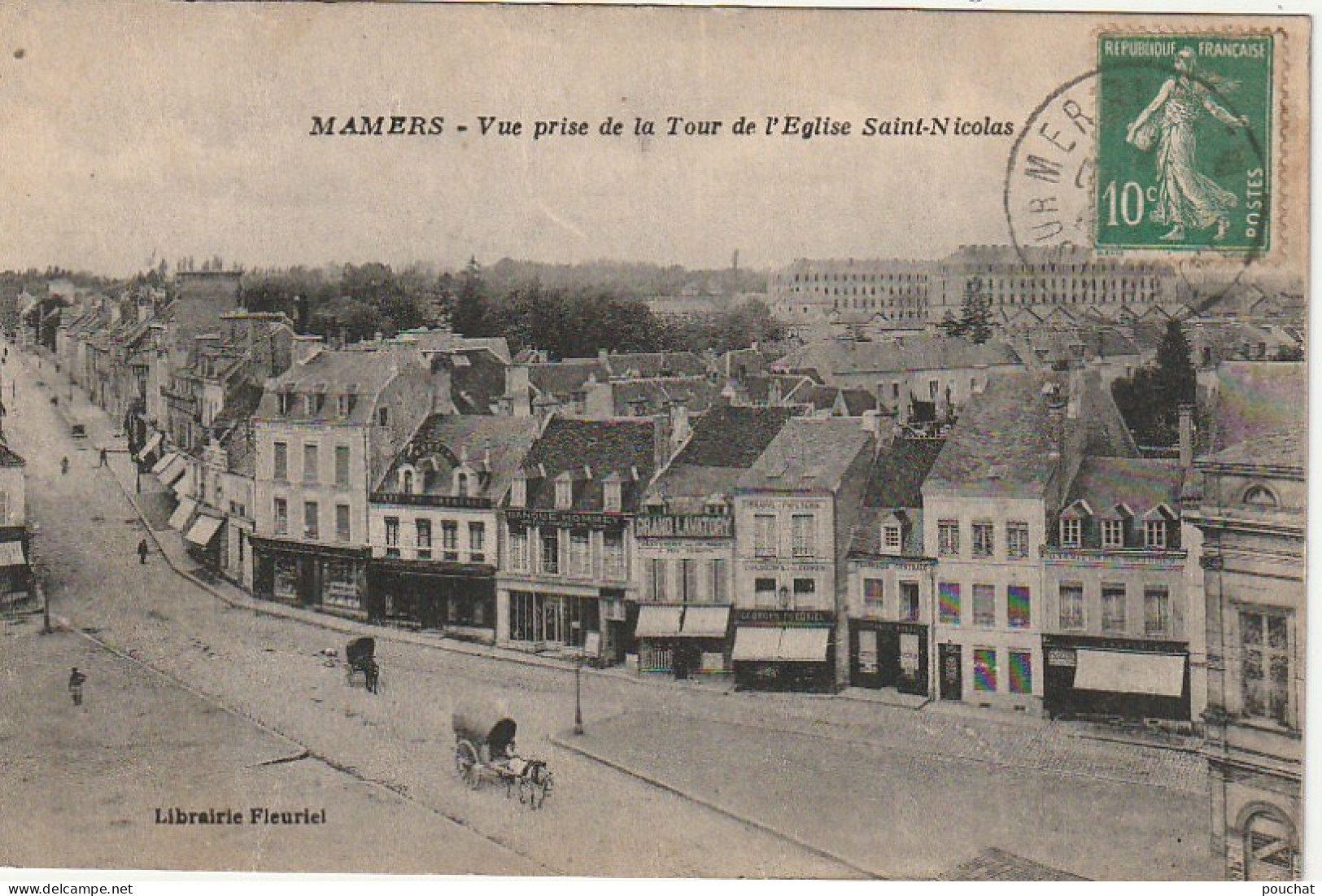 IN 15 - (72) MAMERS   - VUE PRISE DE LA TOUR DE L'EGLISE SAINT NICOLAS- CARRIOLES A CHEVAL  - 2 SCANS  - Mamers