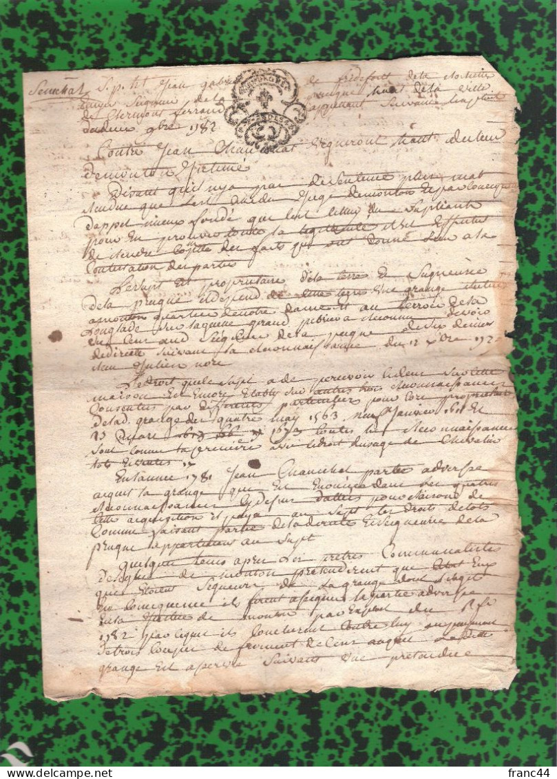 1780-1782 - Généralité D'Auvergne - Baronnie De Monton : Lot De 11 Documents - Documenti Storici