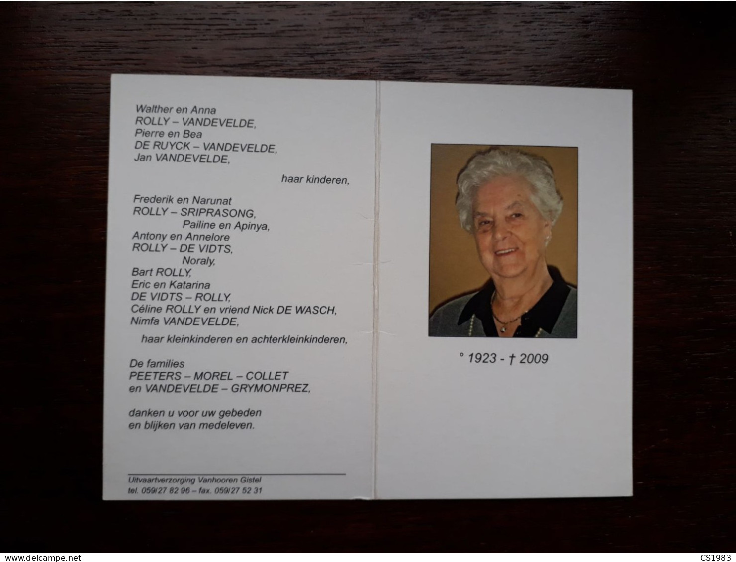 Justine Peeters ° Hemiksem 1923 + Brugge 2009 X Victor Vandevelde (Fam: Morel-Collet-Grymonprez-Rolly-De Ruyck-De Vidts) - Obituary Notices