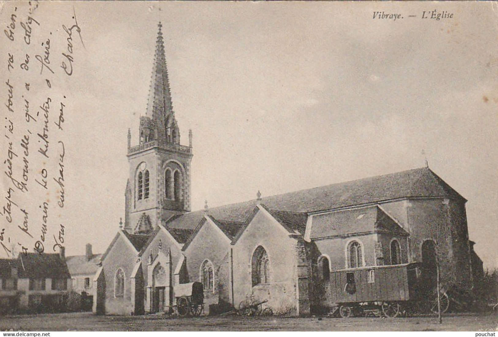 IN 16 - (72) VIBRAYE  -  L'EGLISE - CHARRETTE ET ROULOTTE  - 2 SCANS - Vibraye