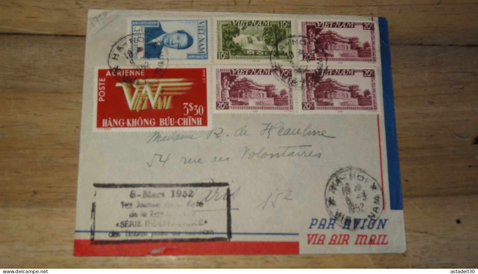 Enveloppe 1er Jour, HANOI 1952, Par Avion   ......... Boite1 ...... 240424-107 - Vietnam