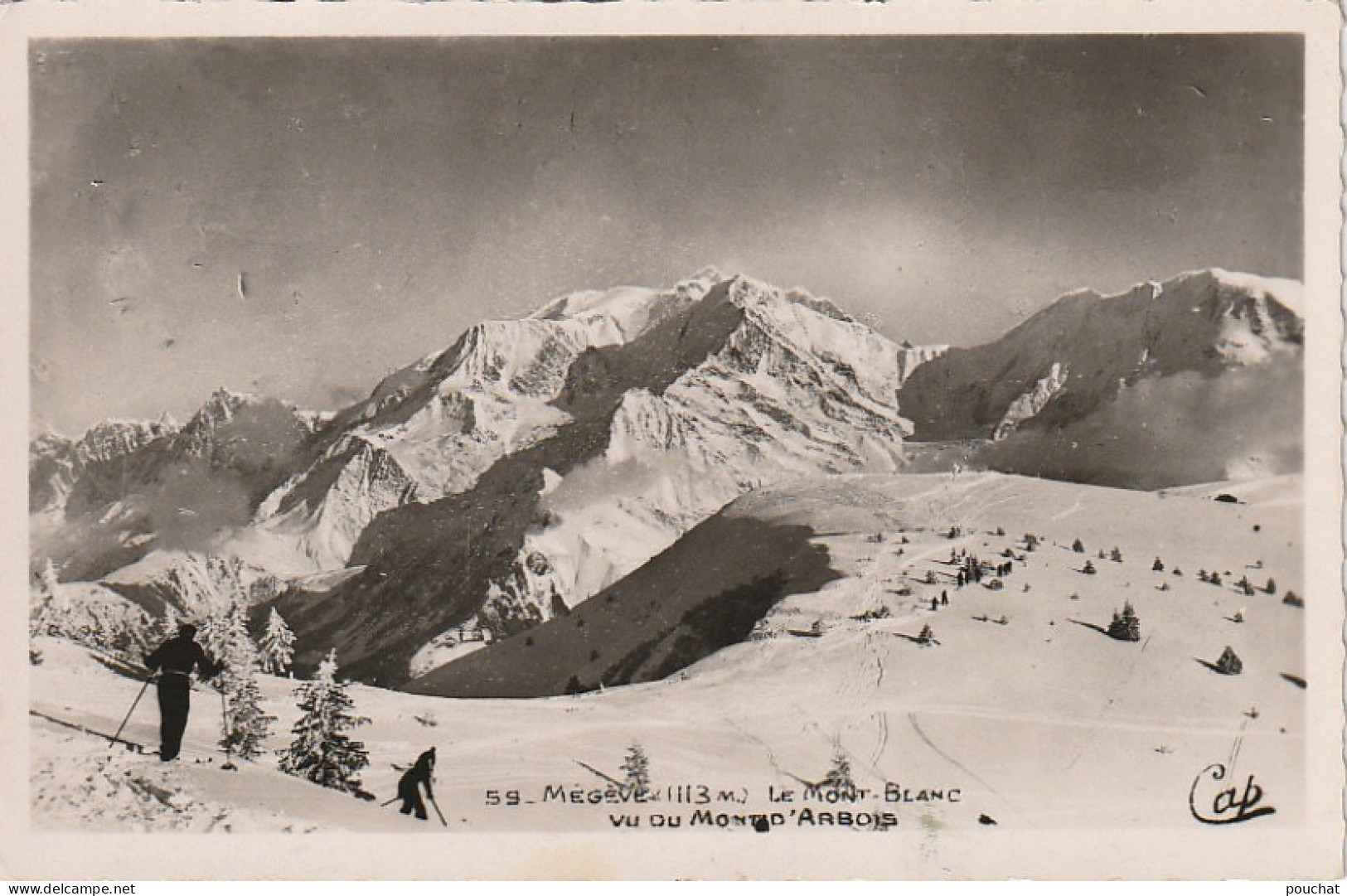 IN 21 - (74) MEGEVE  -   LE MONT BLANC VU DU MASSIF D'ARBOIS - SKIEURS - 2 SCANS  - Megève