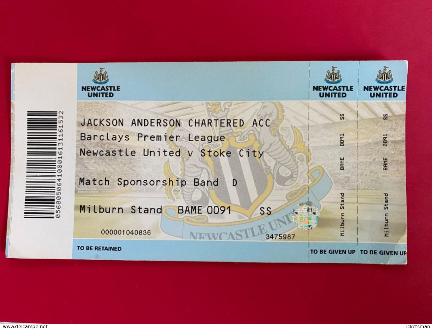 Football Ticket Billet Jegy Biglietto Eintrittskarte Newcastle UTD - Stoke City No Game Date - Biglietti D'ingresso