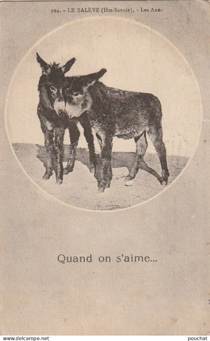 IN 23 - (74) LE SALEVE - LES ANES - " QUAND  ON  S'AIME " - MEDAILLON AVEC COUPLE D'ANES - 2 SCANS - Andere & Zonder Classificatie