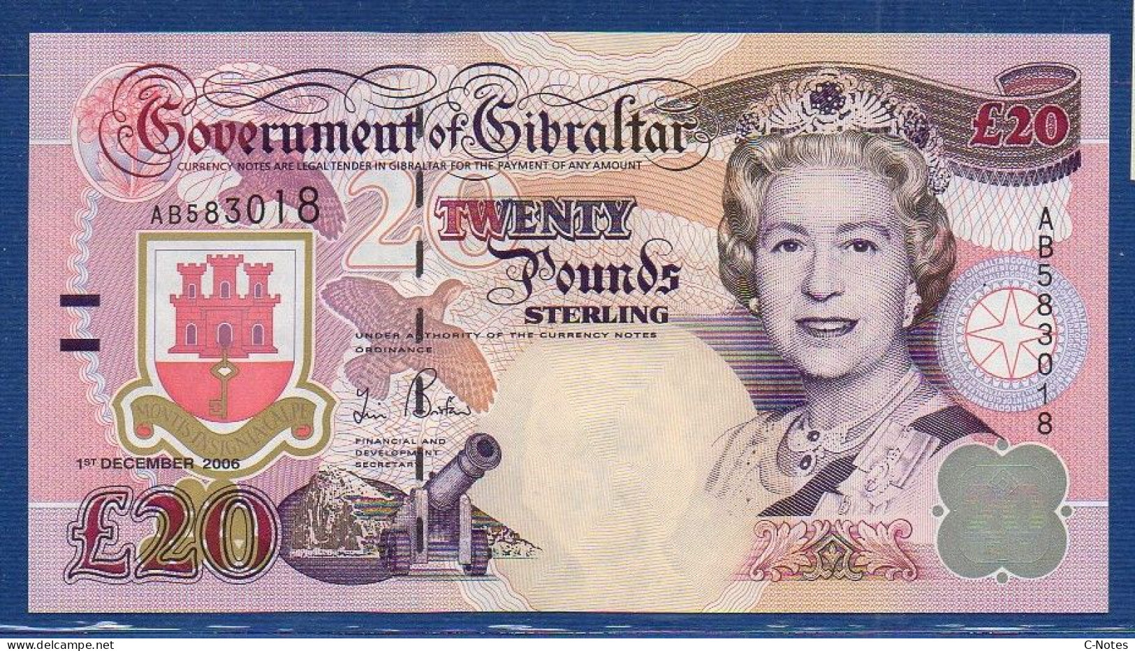 GIBRALTAR - P.33 – 20 Pounds 2006 UNC, S/n AB583018 - Gibilterra